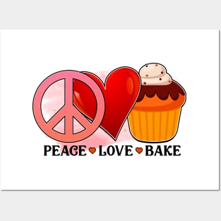 Peace, love and bake Posters and Art